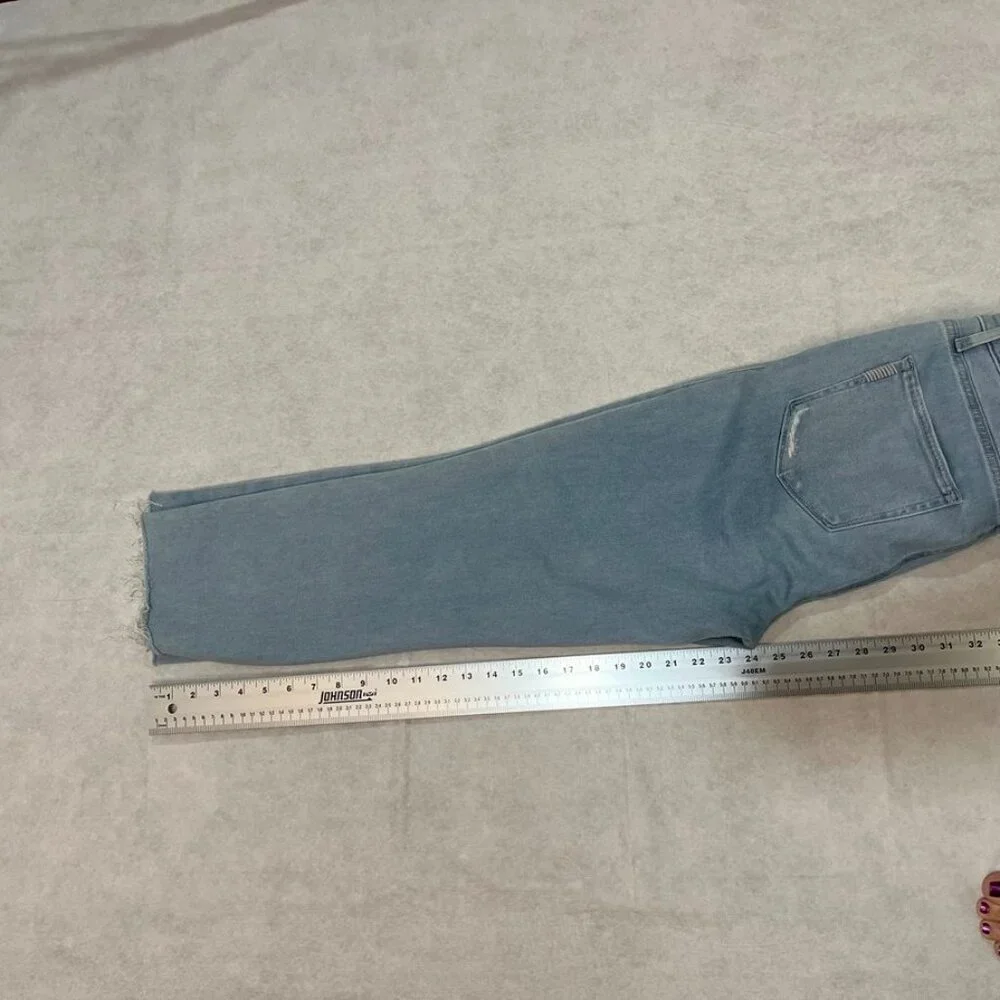 PAIGE Cindy High-Rise Straight-Leg Jeans Macaron Distressed Wash Size 32 - Picture 11 of 15